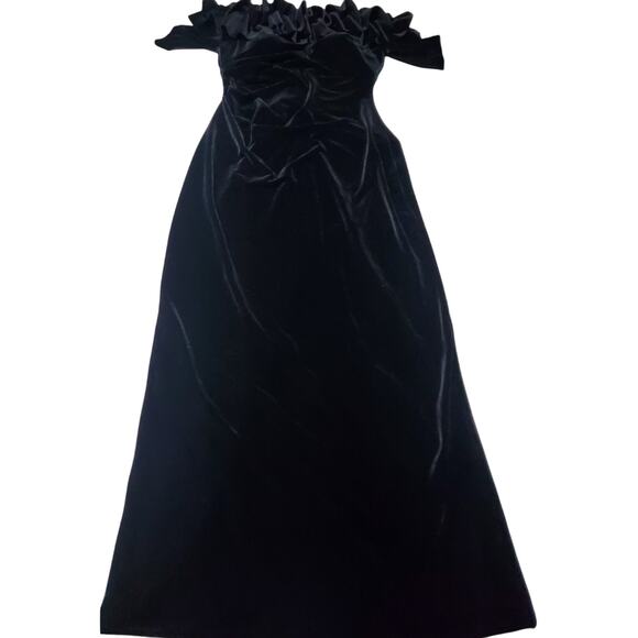 Xcape New Womens Black Velvet Evening Gown Size 14 Winter Wedding Elegant - Picture 6 of 9